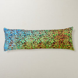 緑ぼやけとオレンジの小さな正方形またはタイル ボディピロー