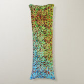 緑ぼやけとオレンジの小さな正方形またはタイル ボディピロー (正面縦)