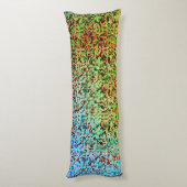 緑ぼやけとオレンジの小さな正方形またはタイル ボディピロー (裏面 (縦))