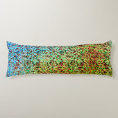 緑ぼやけとオレンジの小さな正方形またはタイル ボディピロー (正面)