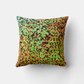 緑ぼやけと茶色の小さな正方形またはタイル クッション (裏面)