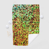 緑ぼやけと茶色の小さな正方形またはタイル ゴルフタオル (インサイチュ)