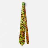 緑ぼやけと茶色の小さな正方形またはタイル ネクタイ (正面)