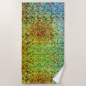 緑ぼやけと茶色の小さな正方形またはタイル ビーチタオル (正面)