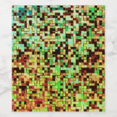 緑ぼやけと茶色の小さな正方形またはタイル ワインラベル (シングルラベル)