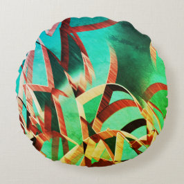 緑またはアクアマリンの上に茶色の縞 ラウンドクッション