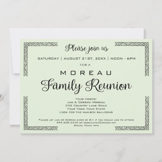 緑または任意のカラーファミリ懇親会招待状 招待状 (正面)