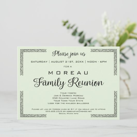 緑または任意のカラーファミリ懇親会招待状 招待状 (スタンド正面)