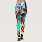 緑または水色の上に茶色の縞 レギンス (裏面)