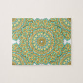 緑または黄色の曼荼羅のパズル ジグソーパズル (横)