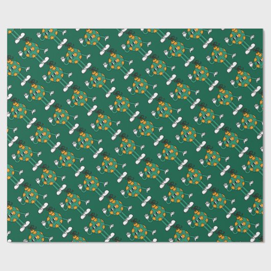 緑よくはしゃぐ模様ギフト包装紙 ラッピングペーパー (フラット)