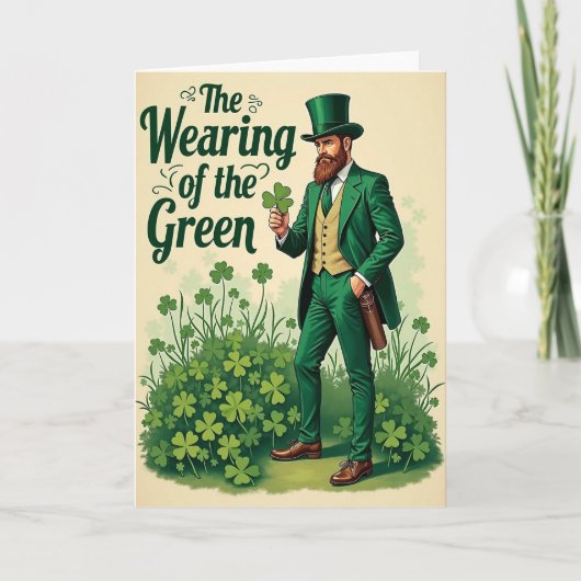 緑を着て幸運を St Patricks カード (正面)