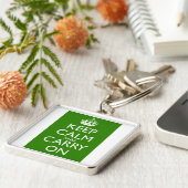 緑を競争させているKeep Calm and Carry Onイギリス キーホルダー (側面)