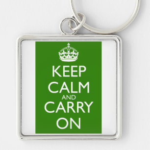 緑を競争させているKeep Calm and Carry Onイギリス キーホルダー