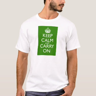 緑を競争させているKeep Calm and Carry Onイギリス Tシャツ