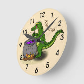 緑アおもしろいリゲーター料理漫画 ラウンド壁時計 (傾斜)