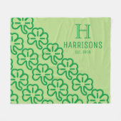 緑アイルランドシャムロックパーソナライズされたファミリー名 フリースブランケット (正面(横))