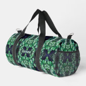 緑アフリカデイジー花抽象芸術 ダッフルバッグ (右コーナー)