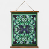 緑アフリカデイジー花抽象芸術 吊り下げ型タペストリー (正面)