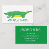 緑アリゲーター爬虫類性クロコダイル動物園 名刺 (正面/裏面)