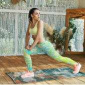 緑アート黄 レギンス