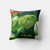 緑イパーソナライズされたグアナリザード クッション (裏面)