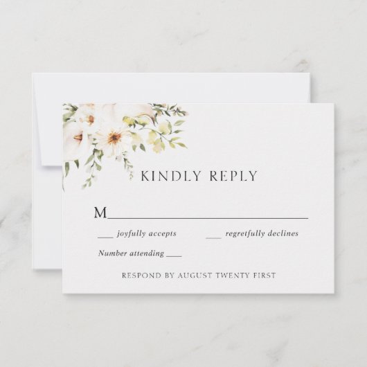 緑エレガントとアイボリーの対応結婚カード 招待状 (正面)