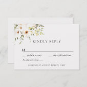 緑エレガントとアイボリーの対応結婚カード 招待状 (正面/裏面)