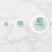 緑エレガントとオレンジの水色の赤ちゃんシャワー コンフェッティ (裏面)