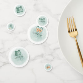 緑エレガントとオレンジの水色の赤ちゃんシャワー コンフェッティ