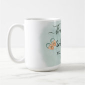 緑エレガントとオレンジの水色の赤ちゃんシャワー コーヒーマグカップ (左)
