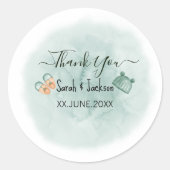 緑エレガントとオレンジの水色の赤ちゃんシャワー ラウンドシール (正面)