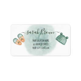 緑エレガントとオレンジの水色の赤ちゃんシャワー ラベル