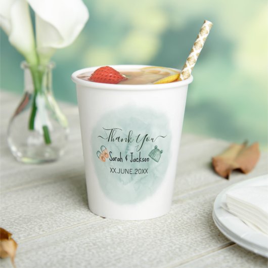 緑エレガントとオレンジの水色の赤ちゃんシャワー 紙コップ (インサイチュ)