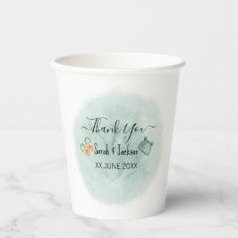 緑エレガントとオレンジの水色の赤ちゃんシャワー 紙コップ