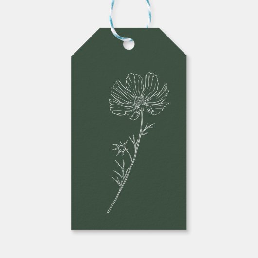 緑エレガントとテラコッタコスモスの結婚花 ギフトタグ (裏面)