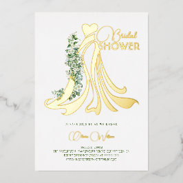 緑エレガントとド結婚レスブライダルシャワー 箔招待状