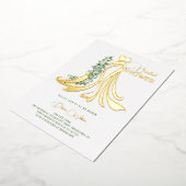 緑エレガントとド結婚レスブライダルシャワー 箔招待状 (回転した状態)