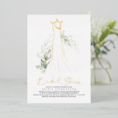 緑エレガントとド結婚レスブライダルシャワー 箔招待状 (立ち正面)