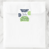 緑エレガントとネイビー青フローラバースト結婚ズ スクエアシール (バッグ)