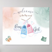 緑エレガントとピンクの水色のジェンダーの明かす ポスター (正面)