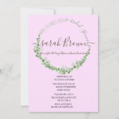 緑エレガントとピンクの葉の仮想ブライダルシャワー 招待状 (正面)