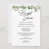 緑エレガントとフローラ結婚のブライダルシャワー 招待状 (正面)