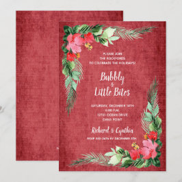 緑エレガントとフローラ赤のクリスマス招待状