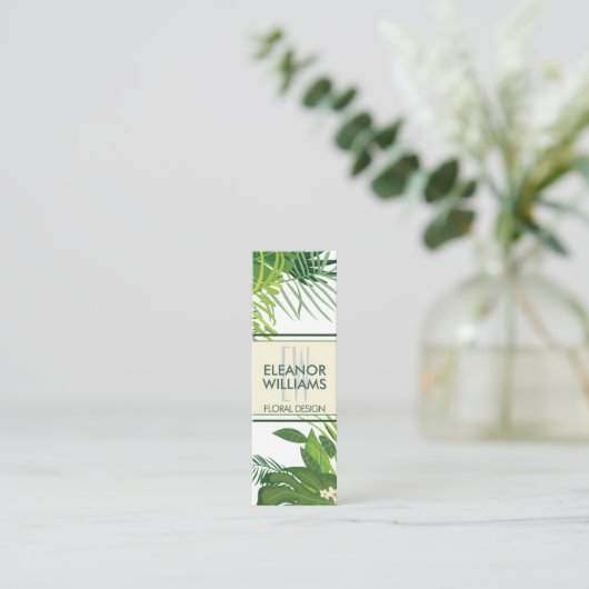 緑エレガントと小葉さい花を持つフローラ スキニー名刺 (スタンド正面)