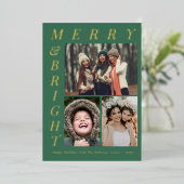緑エレガントと明メリーるいクリスマス 箔シーズンカード (立ち正面)