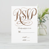 緑エレガントと灰色のブーケ結婚式RSVPカード 招待状 (スタンド正面)