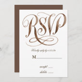 緑エレガントと灰色のブーケ結婚式RSVPカード 招待状 (正面/裏面)