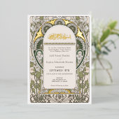 緑エレガントと白のイスラーム結婚金ゴールド 箔招待状 (立ち正面)