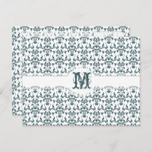 緑エレガントと白のヴィンテージダマビクトリアンスク ポストカード (正面/裏面)